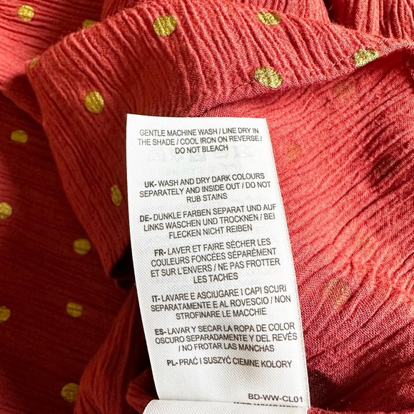 Boden Pink & Gold Polkadot 3/4 Sleeve Crêpe Maxi Dress Size 20/22R has pockets - Picture 11 of 12